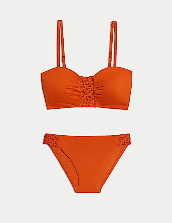 Macram&eacute; Detail Padded Bandeau Bikini Set - JP