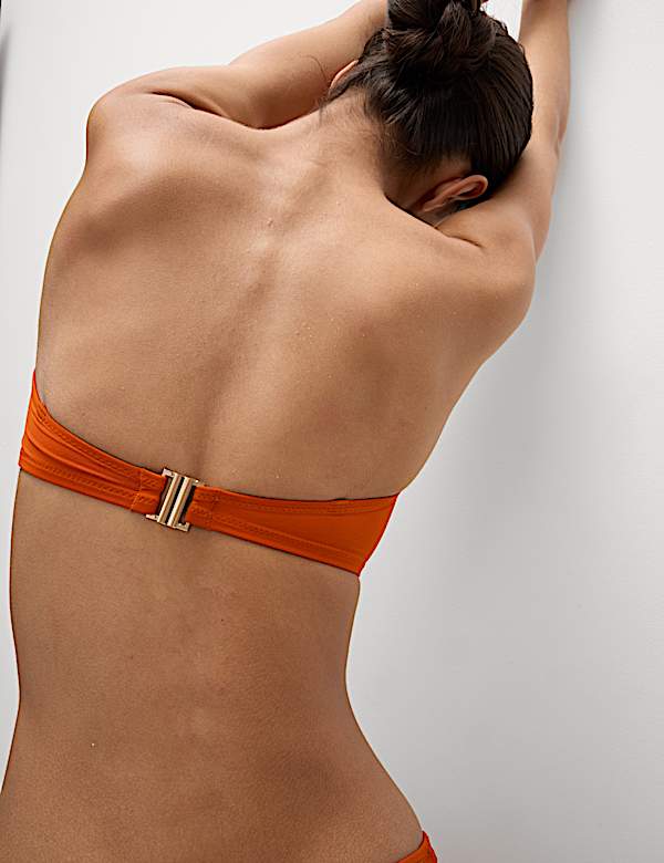 Macram&eacute; Detail Padded Bandeau Bikini Set - JP