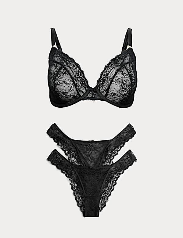 Ida Lace Wired Plunge Bra Set F-H - LU