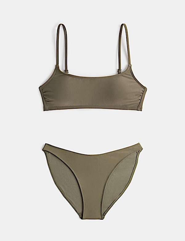 Wattiertes kurzes Bikini-Set mit U-Ausschnitt - DE