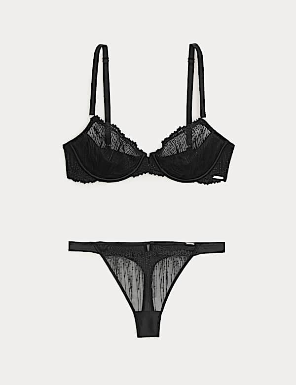 Florence Embroidery Quarter Cup Balcony Bra Set A-E - DE