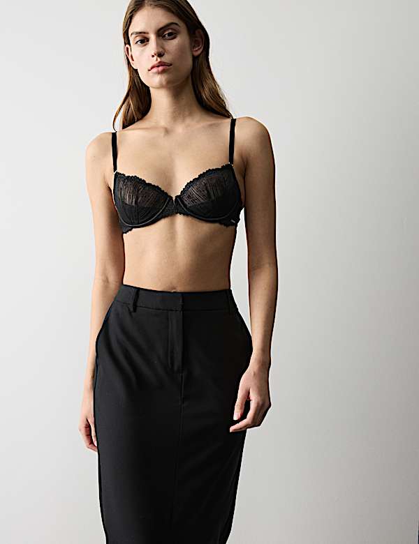 Florence Embroidery Quarter Cup Balcony Bra Set A-E - DE