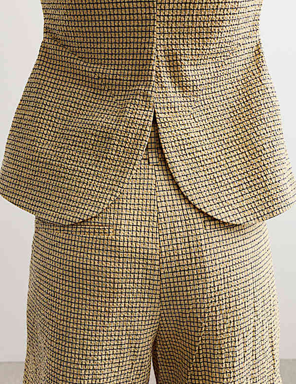 Cotton Rich Checked Seersucker Waistcoat & Trousers Set - BE