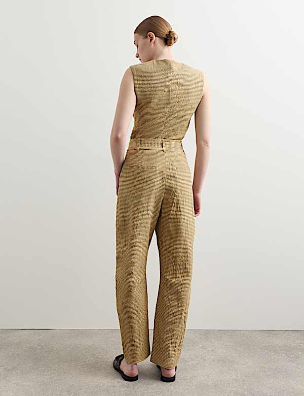 Cotton Rich Checked Seersucker Waistcoat & Trousers Set - BE