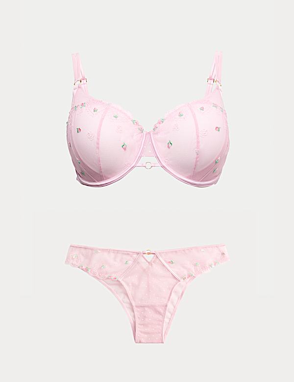 Leah Embroidery Wired Demi Cup Bra Set F+ - AL