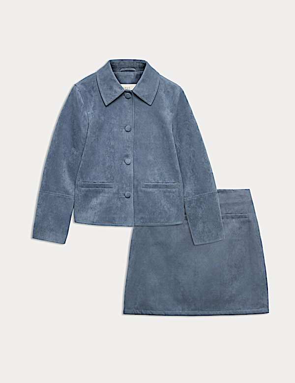 Suede Jacket & Skirt Set - BE