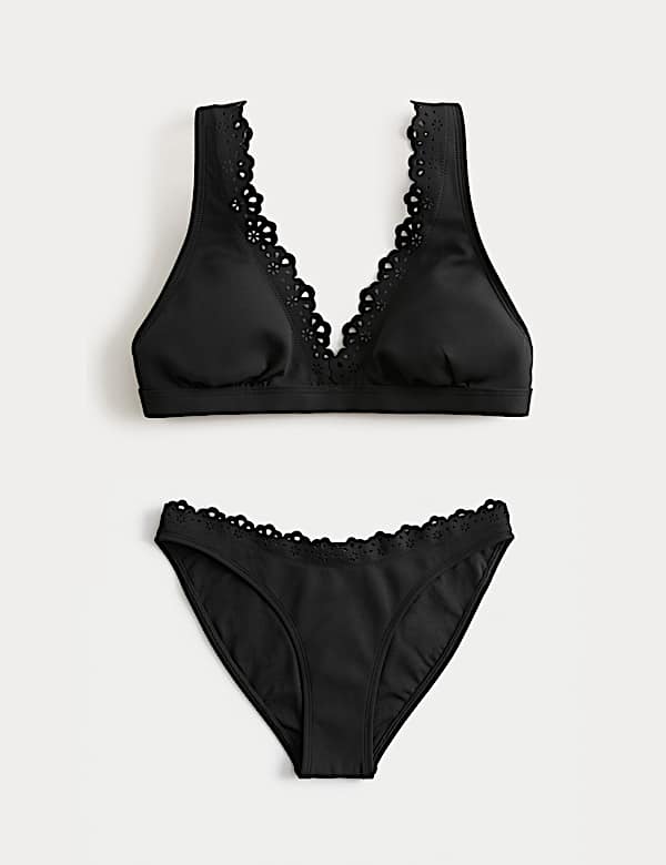 Broderie Trim Sculpt Padded Plunge Bikini Set - CH