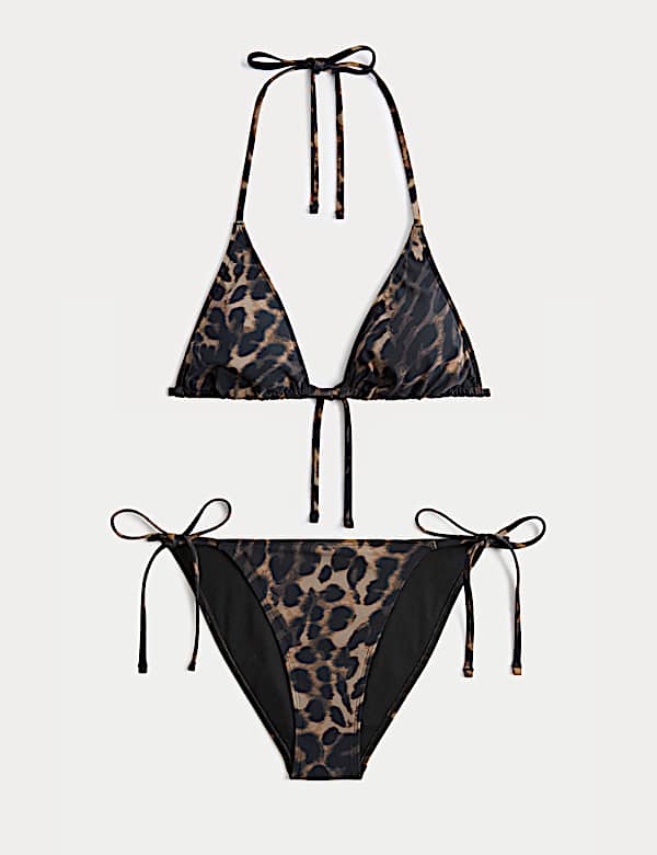 Animal Print Halterneck Triangle Bikini Set - US