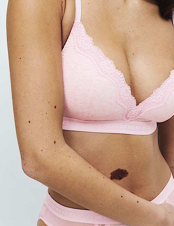 Lotta Cotton Blend Rib Non Wired Plunge Bra Set A-E - CA