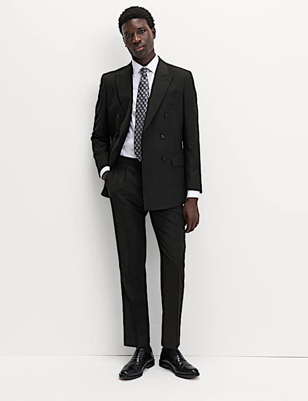 חליפה מפלנל צמר טהור בגזרה ישרה - IL