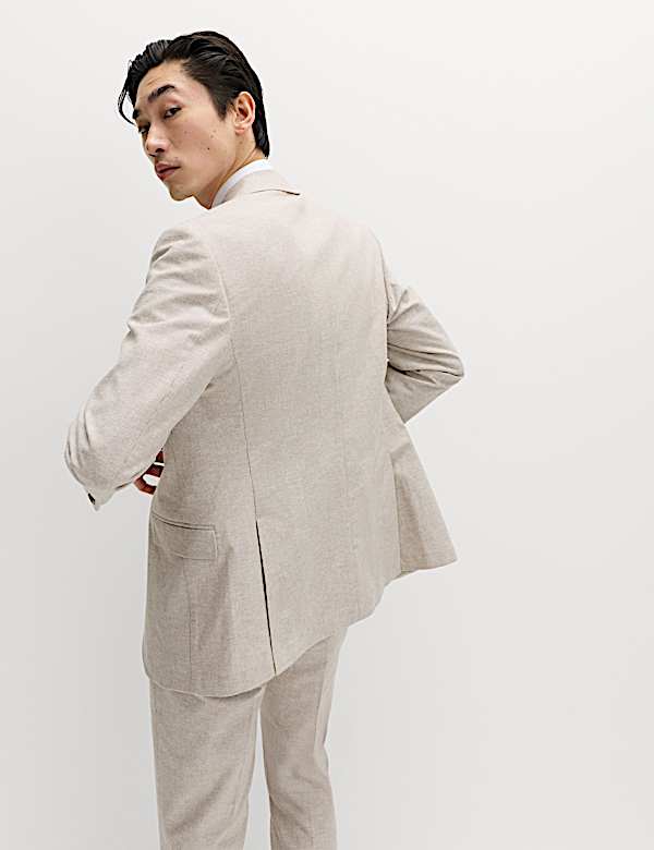 2 Piece Tailored Fit Cotton Linen Striped Suit - US