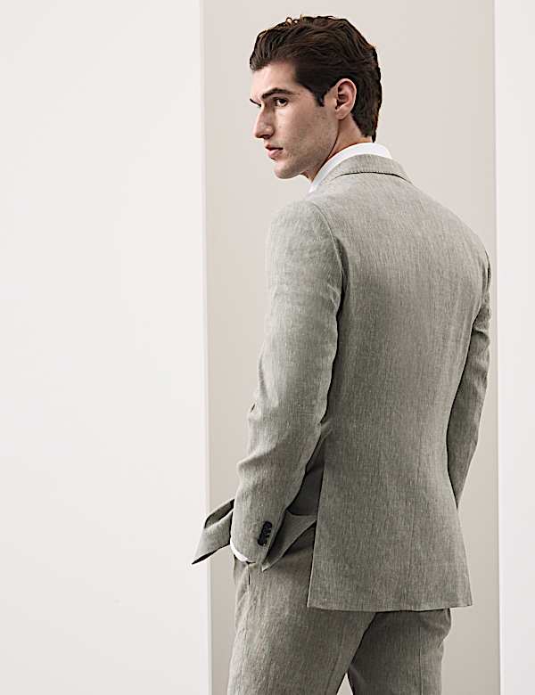 3 Piece Tailored Fit Italian Performance Linen Blend Suit - GR