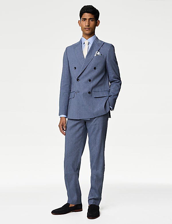 Linen double breasted suit clearance