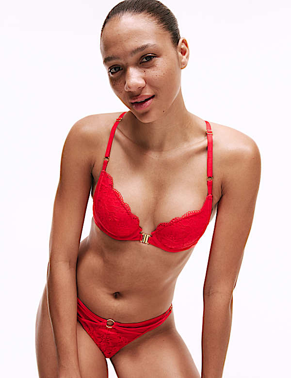 Vera Lace Wired Push Up Plunge Bra Set A-E - US