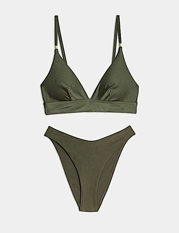 Padded Trim Detail Plunge Bikini Set - JP