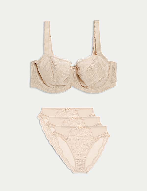 Jasmine Lace Wired Balcony Bra Set F-H - AL