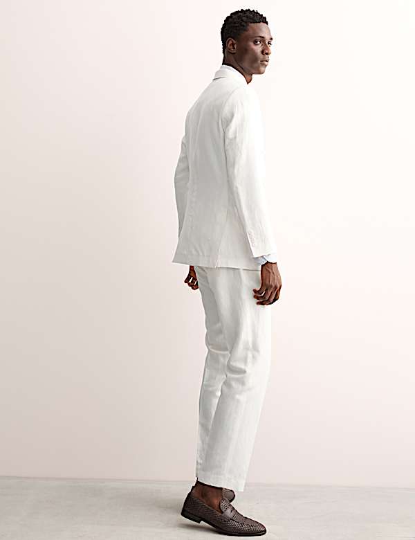 Costume croisé coupe ajustée en lin mélangé et soie - CA