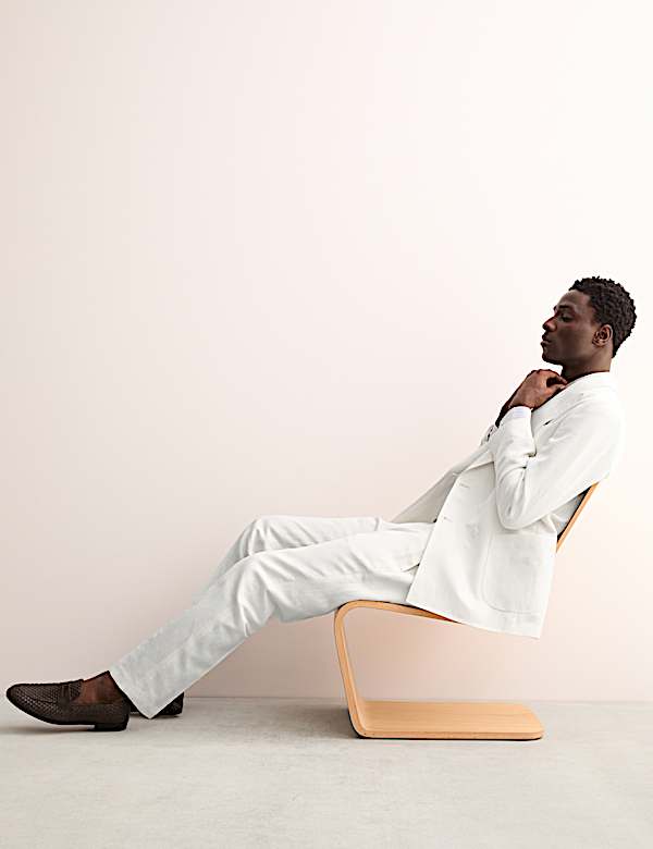 Costume croisé coupe ajustée en lin mélangé et soie - CA