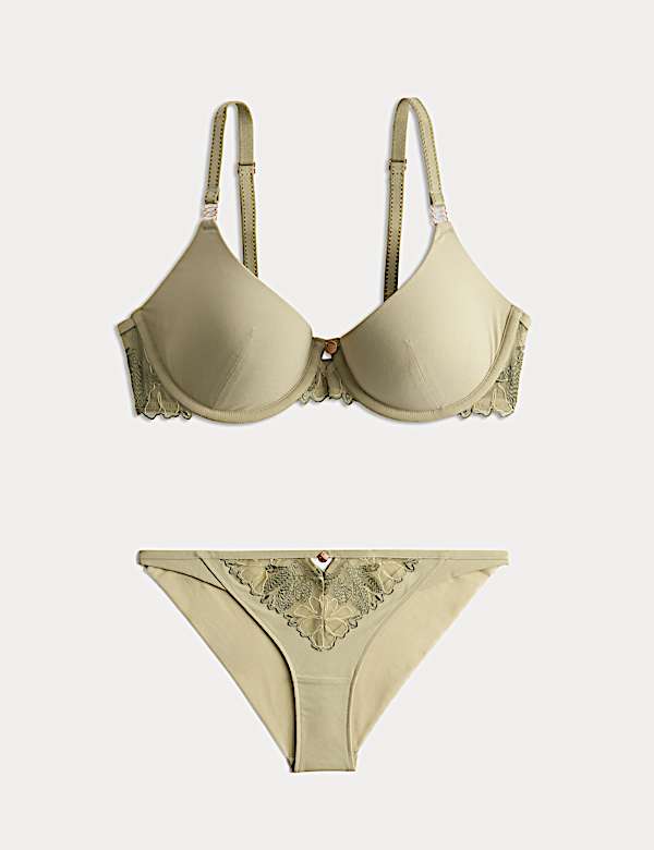 Ianthe Embroidery Wired Scoop Demi Bra Set A-E - MV