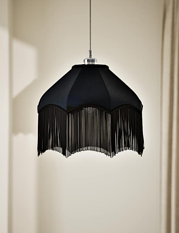 Fringed Velvet Lamp Shade - GR