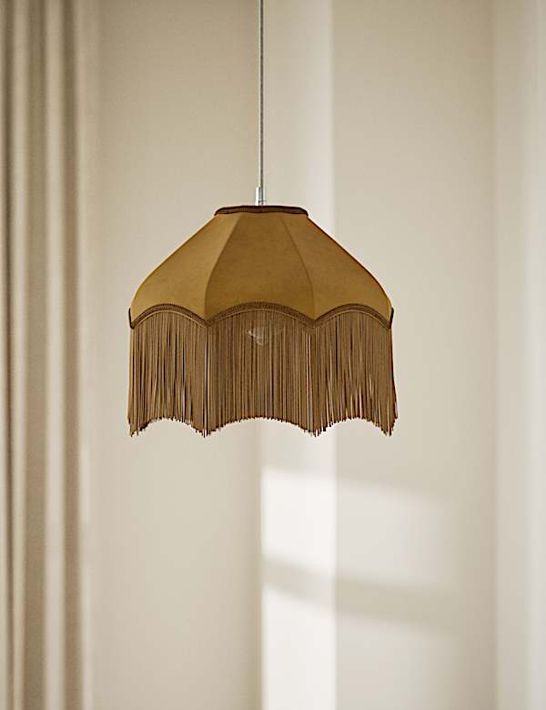 Fringed Velvet Lamp Shade - GR