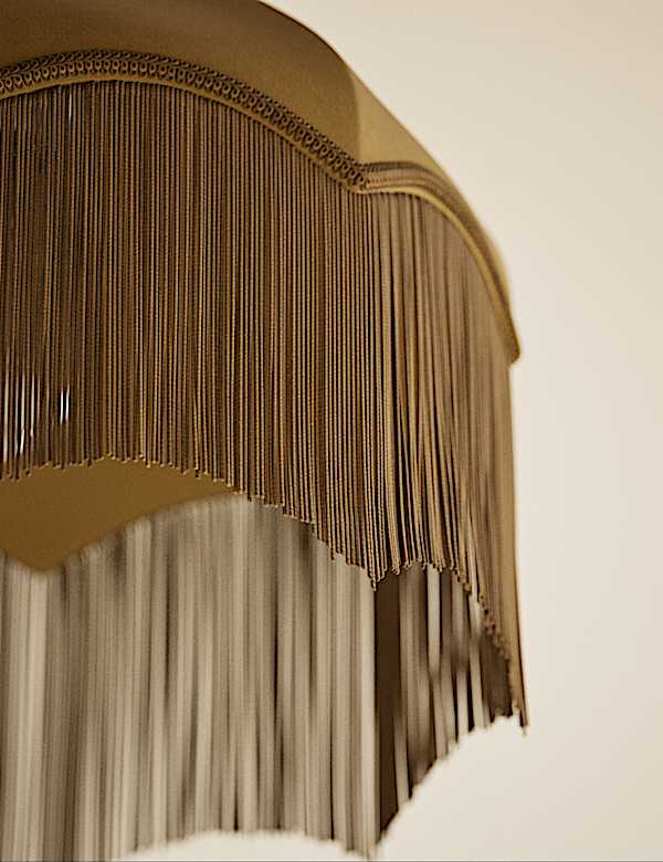 Fringed Velvet Lamp Shade - GR
