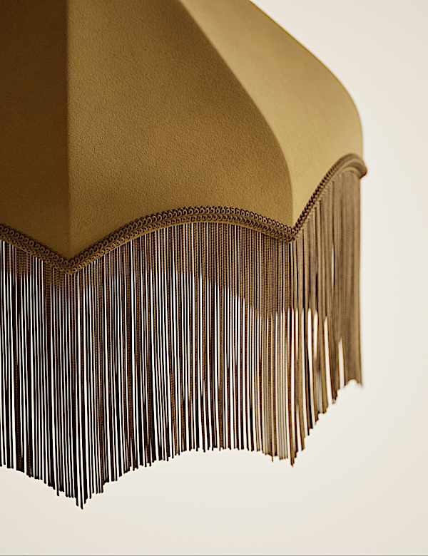 Fringed Velvet Lamp Shade - GR