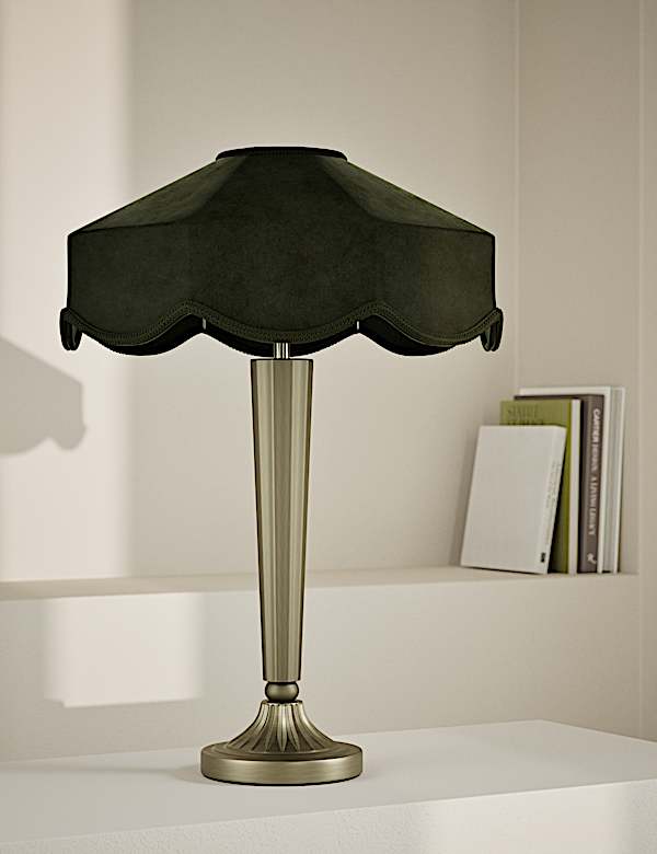 Lampe de chevet en velours à motif ombré festonné de style décoratif - CH