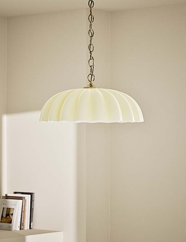 Glass White Scallop Ceiling Lamp Shade - SE