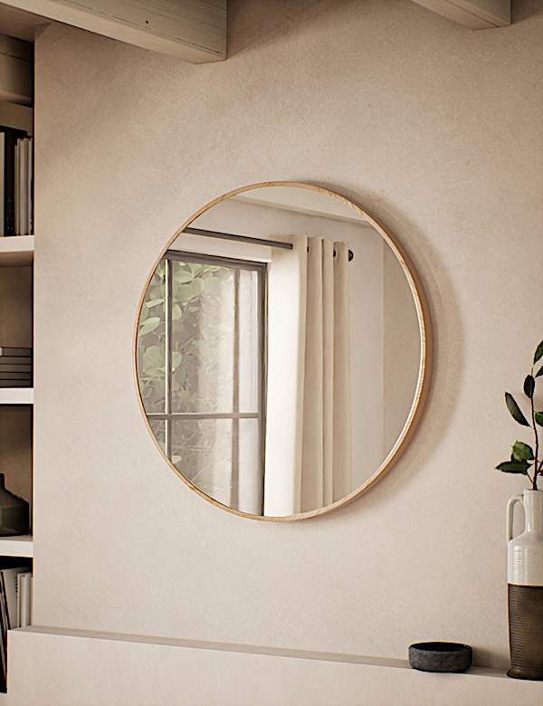 Round Pine Wall Mirror - GR