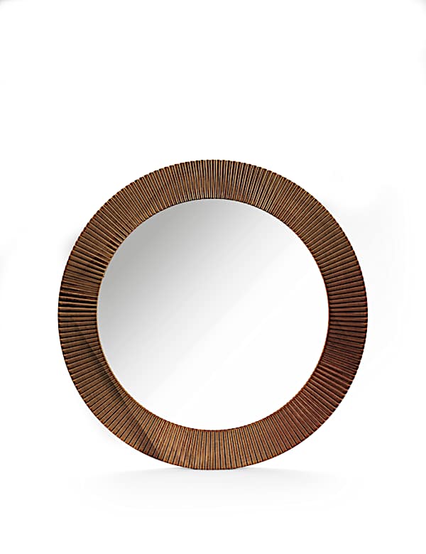 Fredrick Wooden Frame Round Wall Mirror - GR