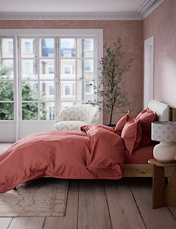 Housse de couette en coton aspect d&eacute;lav&eacute; - FR