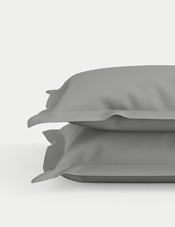 Pack de 2 fundas de almohada con borde Oxford en sat&eacute;n de algod&oacute;n de 500 hilos  - US