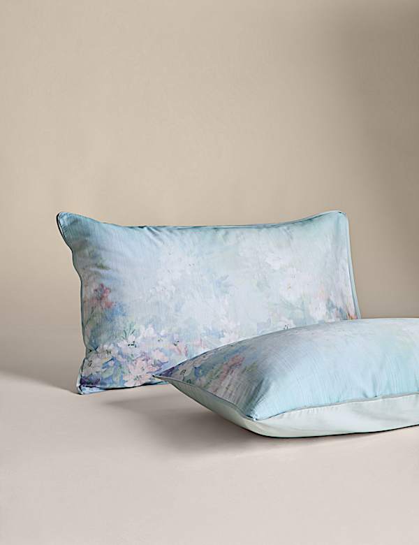 Parure de lit 100&nbsp;% coton satiné à motif fleurs de camélia - CH