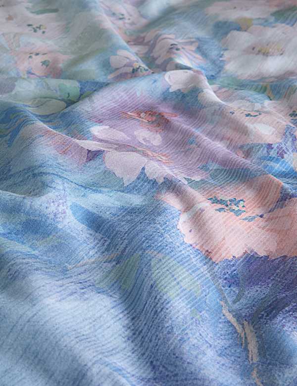 Parure de lit 100&nbsp;% coton satiné à motif fleurs de camélia - CH