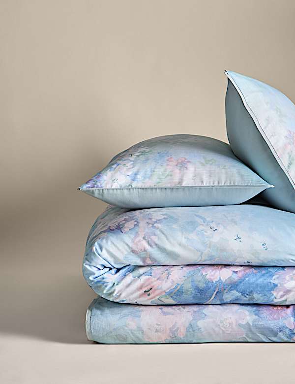 Parure de lit 100&nbsp;% coton satiné à motif fleurs de camélia - CH