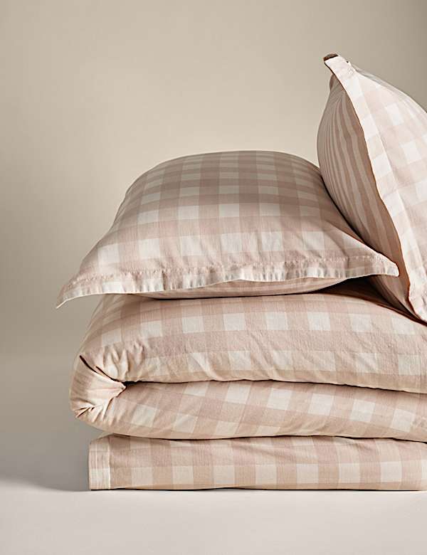 Parure de lit 100 % coton à carreaux Vichy - CA