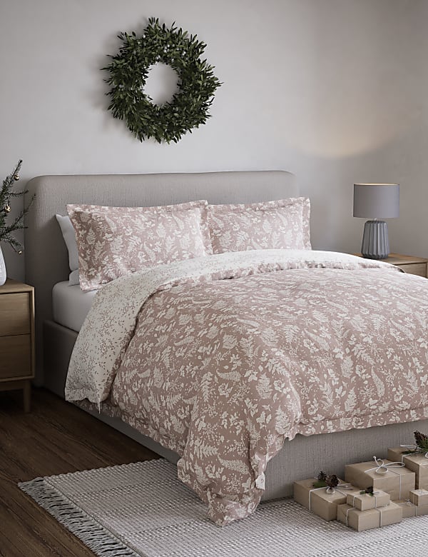 Pure Brushed Cotton Winter Fern Bedding Set PINK MIX Bedding Sets