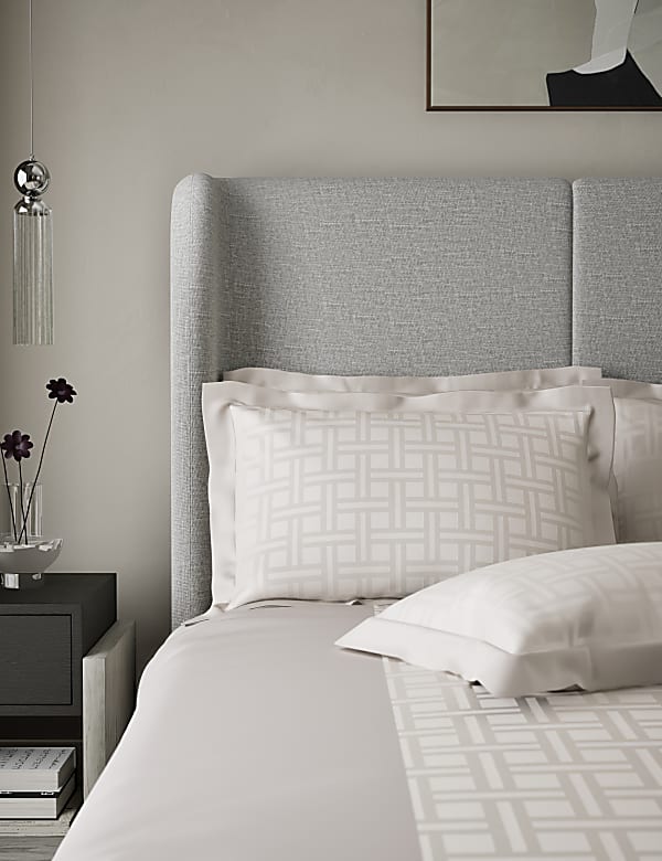 Lot de 2 taies d’oreiller Oxford à motif géométrique satiné jacquard - FR