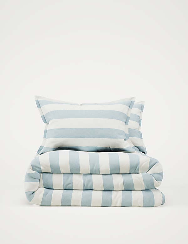 Linen Blend Striped Bedding Set - ID