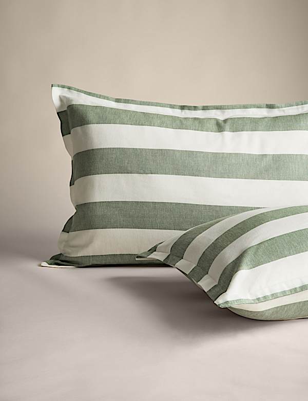 Parure de lit en lin mélangé à rayures - CH