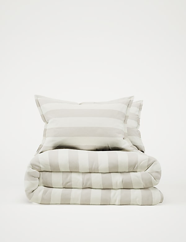 Linen Blend Striped Bedding Set - SI