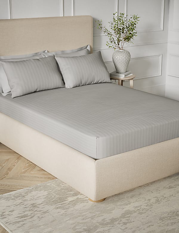 Pure Cotton Sateen Stripe Fitted Sheet - RO