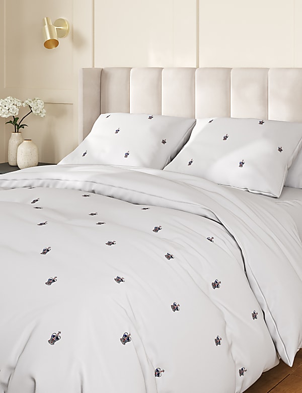 Pure Cotton Crown Embroidered Bedding Set NAVY MIX Bedding Sets M S JE