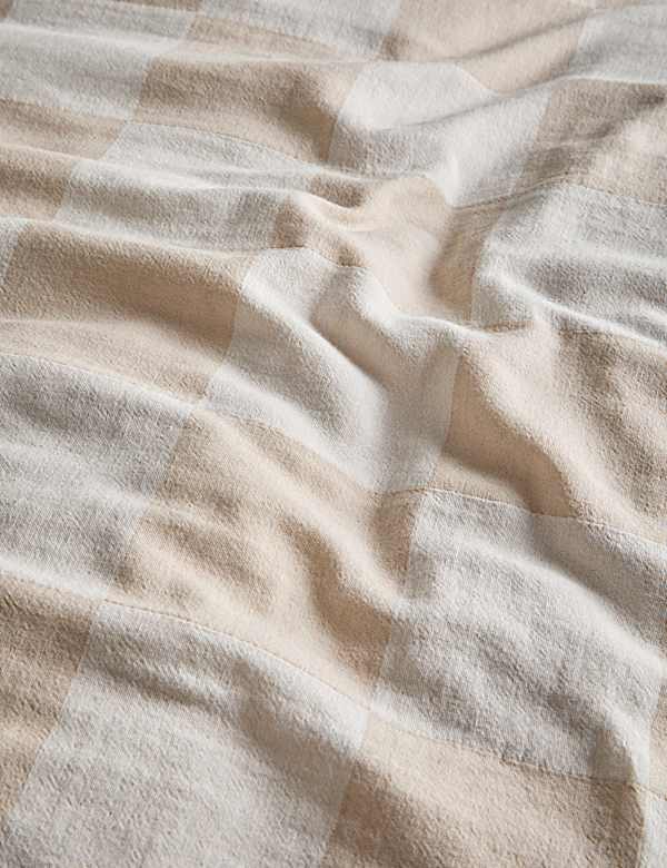 Parure de lit 100 % coton à carreaux - CH