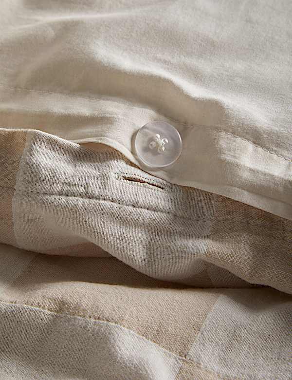 Parure de lit 100 % coton à carreaux - CH