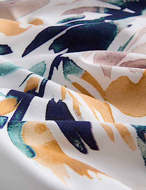 Parure de lit 100 % coton à motif fleuri façon aquarelle - BE