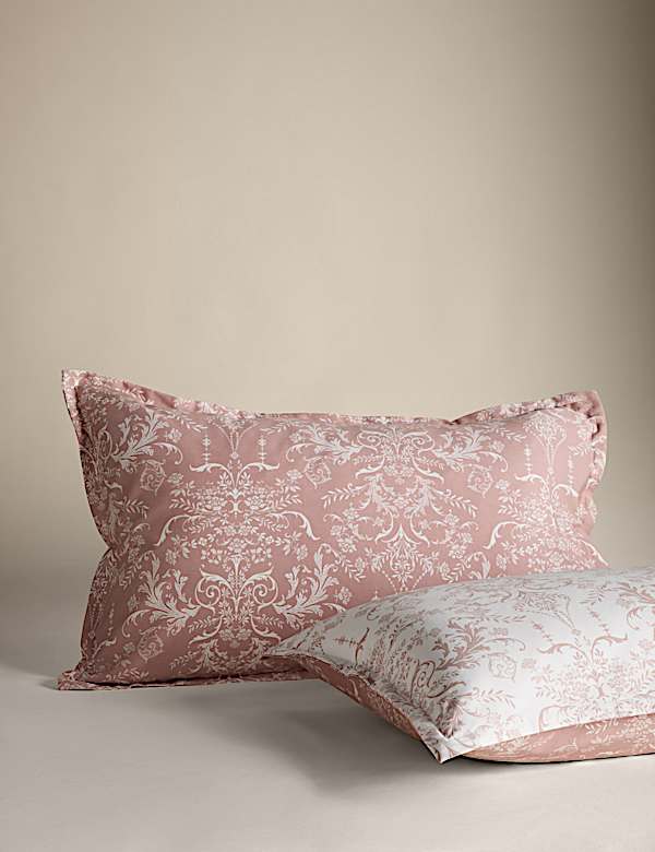 Parure de lit satin&eacute;e &agrave; motif alouette damass&eacute; - FR