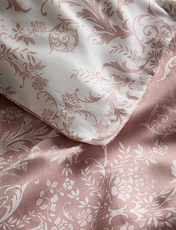 Parure de lit satin&eacute;e &agrave; motif alouette damass&eacute; - FR