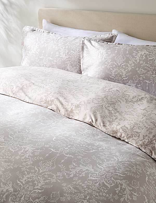 Parure de lit satinée à motif alouette damassé - CH